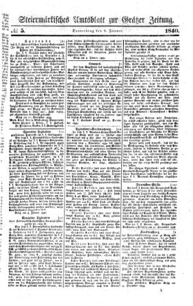 Steyermärkisches Amtsblatt zur Grätzer Zeitung 18400109 Seite: 1