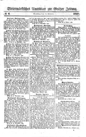 Steyermärkisches Amtsblatt zur Grätzer Zeitung 18400111 Seite: 1