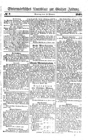 Steyermärkisches Amtsblatt zur Grätzer Zeitung 18400113 Seite: 1