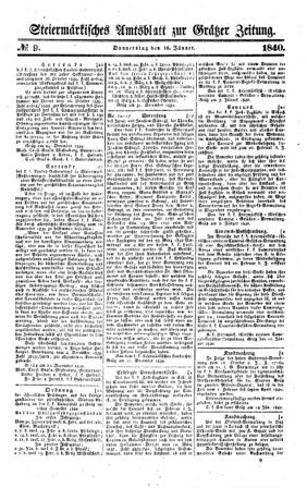 Steyermärkisches Amtsblatt zur Grätzer Zeitung 18400116 Seite: 1