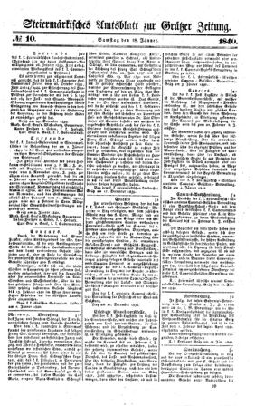 Steyermärkisches Amtsblatt zur Grätzer Zeitung 18400118 Seite: 1