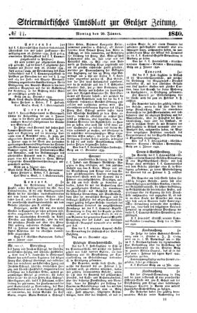 Steyermärkisches Amtsblatt zur Grätzer Zeitung 18400120 Seite: 1