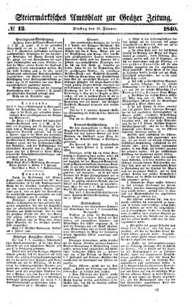 Steyermärkisches Amtsblatt zur Grätzer Zeitung 18400121 Seite: 1