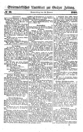 Steyermärkisches Amtsblatt zur Grätzer Zeitung 18400123 Seite: 1