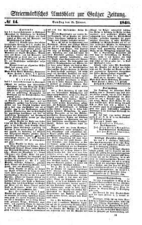 Steyermärkisches Amtsblatt zur Grätzer Zeitung 18400125 Seite: 1