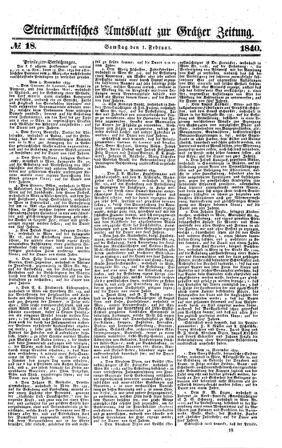 Steyermärkisches Amtsblatt zur Grätzer Zeitung 18400201 Seite: 1