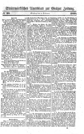 Steyermärkisches Amtsblatt zur Grätzer Zeitung 18400204 Seite: 1