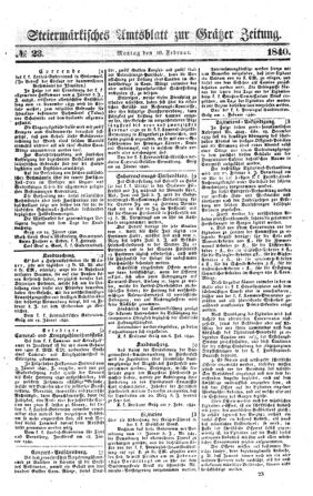 Steyermärkisches Amtsblatt zur Grätzer Zeitung 18400210 Seite: 1