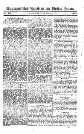 Steyermärkisches Amtsblatt zur Grätzer Zeitung 18400213 Seite: 1