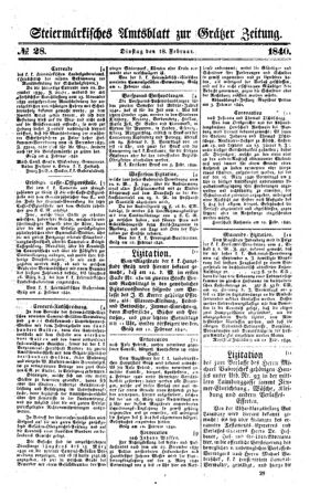 Steyermärkisches Amtsblatt zur Grätzer Zeitung 18400218 Seite: 1