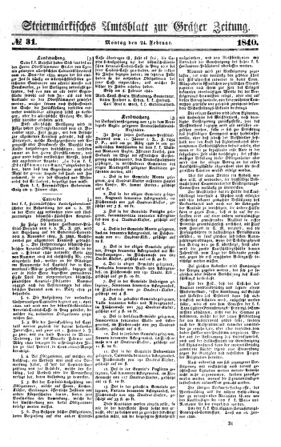 Steyermärkisches Amtsblatt zur Grätzer Zeitung 18400224 Seite: 1