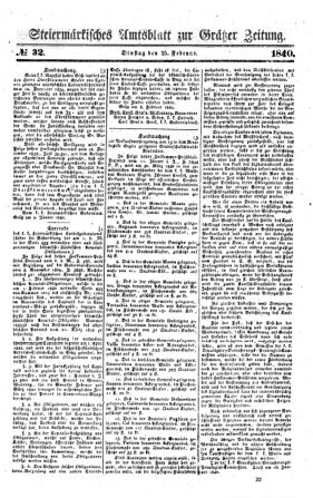 Steyermärkisches Amtsblatt zur Grätzer Zeitung 18400225 Seite: 1