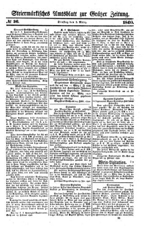 Steyermärkisches Amtsblatt zur Grätzer Zeitung 18400303 Seite: 1