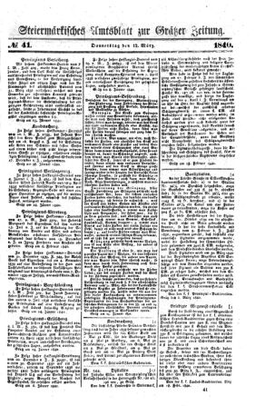 Steyermärkisches Amtsblatt zur Grätzer Zeitung 18400312 Seite: 1