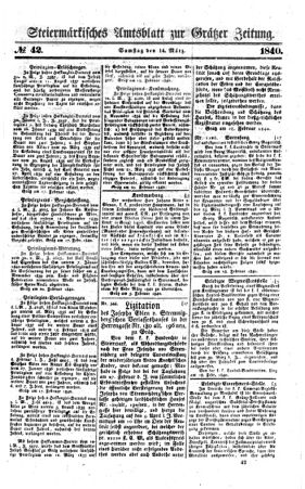 Steyermärkisches Amtsblatt zur Grätzer Zeitung 18400314 Seite: 1