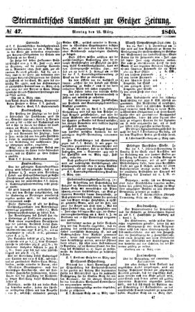 Steyermärkisches Amtsblatt zur Grätzer Zeitung 18400323 Seite: 1