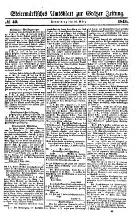 Steyermärkisches Amtsblatt zur Grätzer Zeitung 18400326 Seite: 1