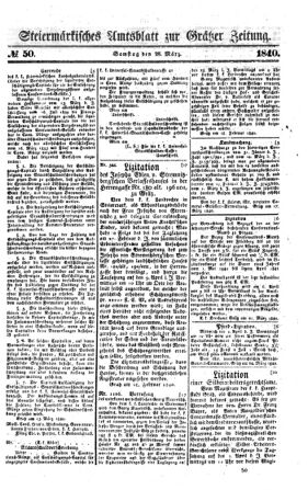 Steyermärkisches Amtsblatt zur Grätzer Zeitung 18400328 Seite: 1