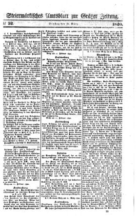 Steyermärkisches Amtsblatt zur Grätzer Zeitung 18400331 Seite: 1