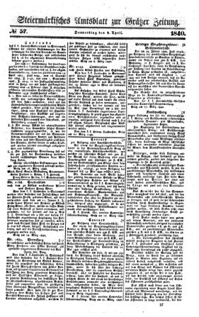 Steyermärkisches Amtsblatt zur Grätzer Zeitung 18400409 Seite: 1