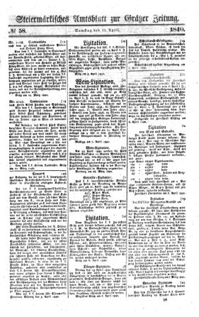 Steyermärkisches Amtsblatt zur Grätzer Zeitung 18400411 Seite: 1