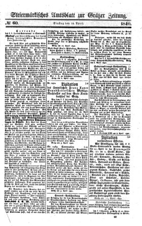 Steyermärkisches Amtsblatt zur Grätzer Zeitung 18400414 Seite: 1