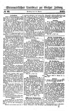 Steyermärkisches Amtsblatt zur Grätzer Zeitung 18400421 Seite: 1