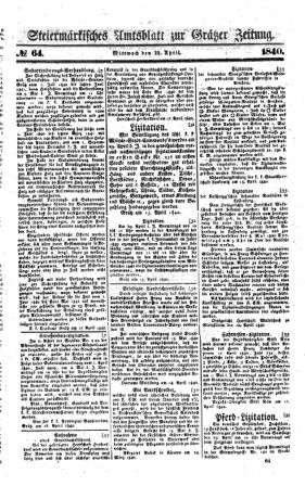 Steyermärkisches Amtsblatt zur Grätzer Zeitung 18400422 Seite: 1