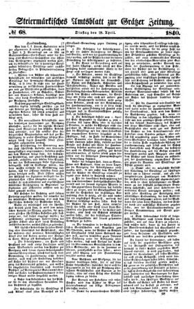 Steyermärkisches Amtsblatt zur Grätzer Zeitung 18400428 Seite: 1