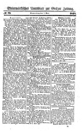 Steyermärkisches Amtsblatt zur Grätzer Zeitung 18400507 Seite: 1