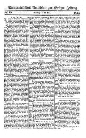 Steyermärkisches Amtsblatt zur Grätzer Zeitung 18400511 Seite: 1