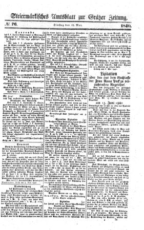 Steyermärkisches Amtsblatt zur Grätzer Zeitung 18400512 Seite: 1