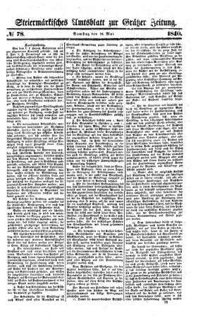 Steyermärkisches Amtsblatt zur Grätzer Zeitung 18400516 Seite: 1