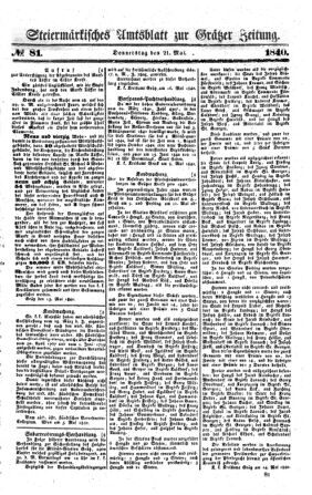 Steyermärkisches Amtsblatt zur Grätzer Zeitung 18400521 Seite: 1