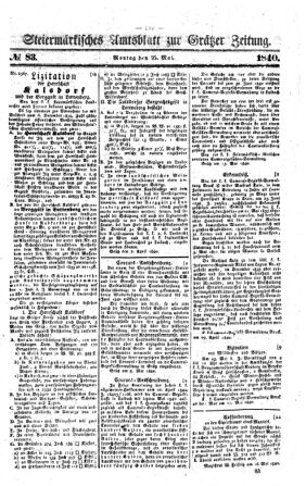 Steyermärkisches Amtsblatt zur Grätzer Zeitung 18400525 Seite: 1