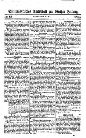 Steyermärkisches Amtsblatt zur Grätzer Zeitung 18400527 Seite: 1