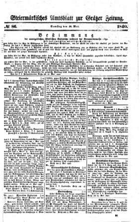 Steyermärkisches Amtsblatt zur Grätzer Zeitung 18400530 Seite: 1