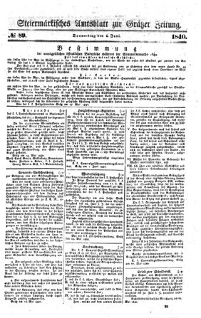 Steyermärkisches Amtsblatt zur Grätzer Zeitung 18400604 Seite: 1