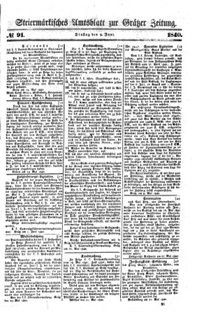 Steyermärkisches Amtsblatt zur Grätzer Zeitung 18400609 Seite: 1