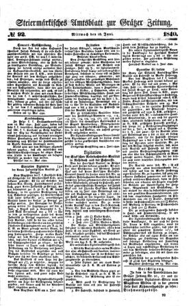 Steyermärkisches Amtsblatt zur Grätzer Zeitung 18400610 Seite: 1