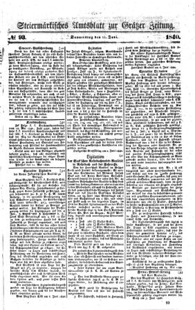 Steyermärkisches Amtsblatt zur Grätzer Zeitung 18400611 Seite: 1