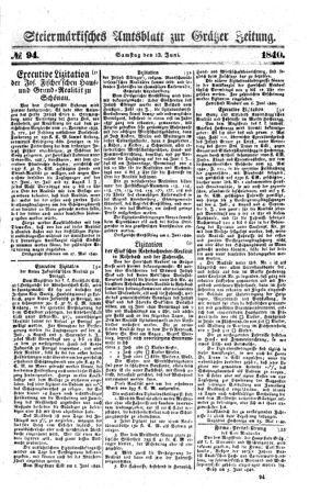 Steyermärkisches Amtsblatt zur Grätzer Zeitung 18400613 Seite: 1