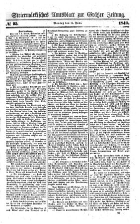 Steyermärkisches Amtsblatt zur Grätzer Zeitung 18400615 Seite: 1