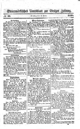 Steyermärkisches Amtsblatt zur Grätzer Zeitung 18400616 Seite: 1