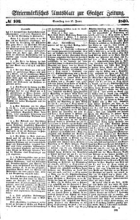 Steyermärkisches Amtsblatt zur Grätzer Zeitung 18400627 Seite: 1