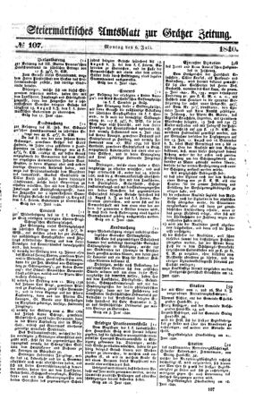 Steyermärkisches Amtsblatt zur Grätzer Zeitung 18400706 Seite: 1