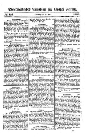 Steyermärkisches Amtsblatt zur Grätzer Zeitung 18400721 Seite: 1