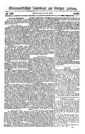 Steyermärkisches Amtsblatt zur Grätzer Zeitung 18400723 Seite: 1