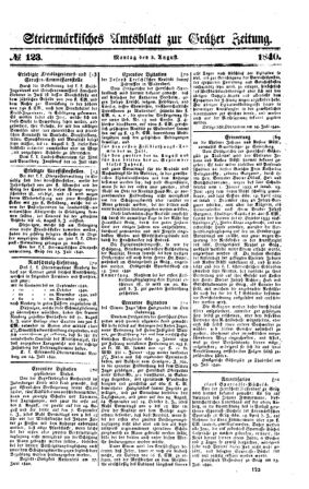 Steyermärkisches Amtsblatt zur Grätzer Zeitung 18400803 Seite: 1