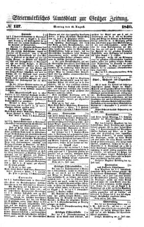 Steyermärkisches Amtsblatt zur Grätzer Zeitung 18400810 Seite: 1